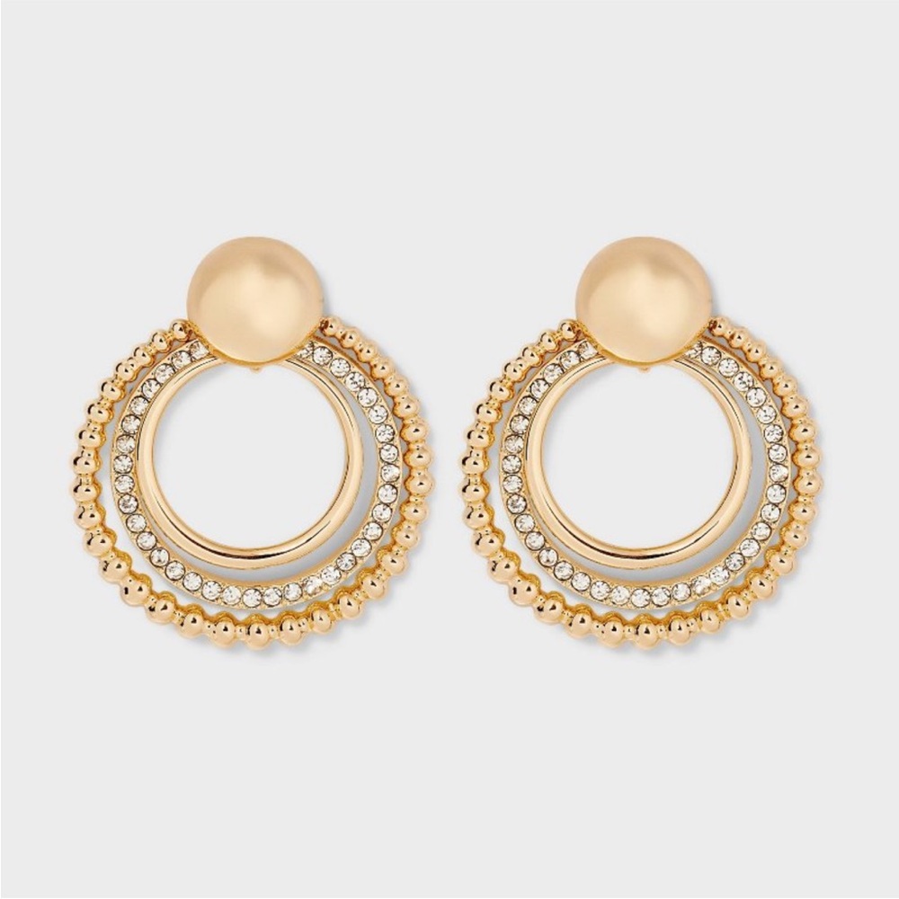 NWT - Sugarfix Crystal Hoop Earrings. Statement Earrings